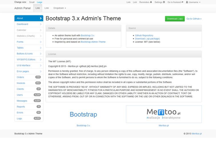 013 Meritoo – A Minimal Admin Theme - 15 belos templates grátis para o seu admin em Bootstrap