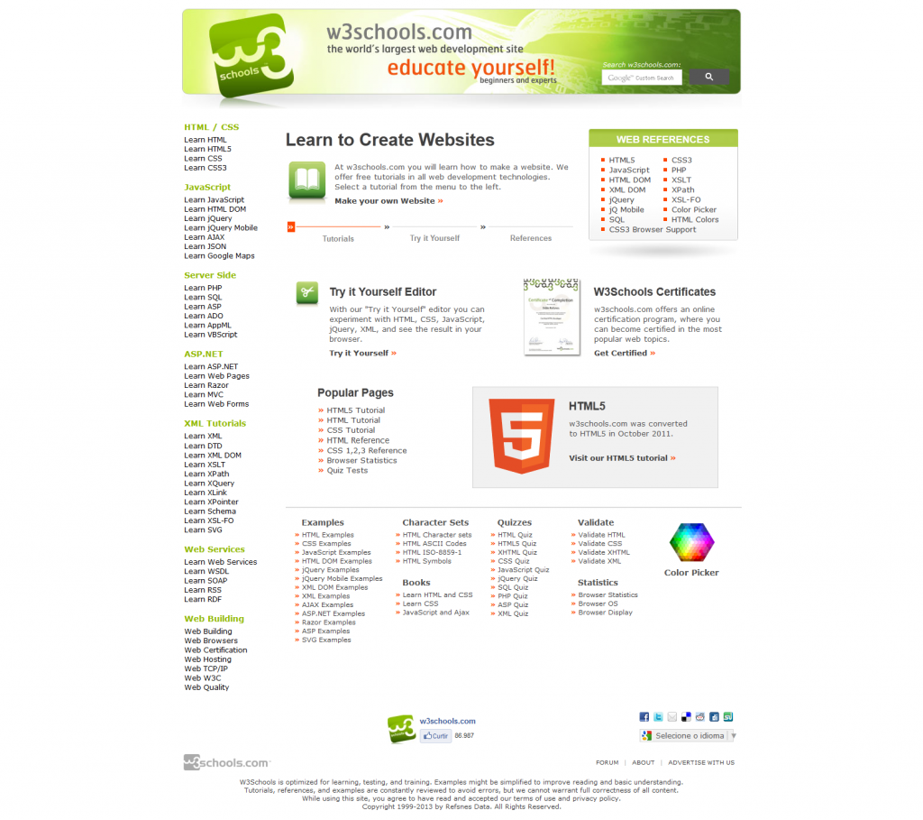 FireShot Screen Capture 073 W3Schools Online Web Tutorials www w3schools com 1024x909 - 43 sites de tutoriais para começar a aprender Web Design
