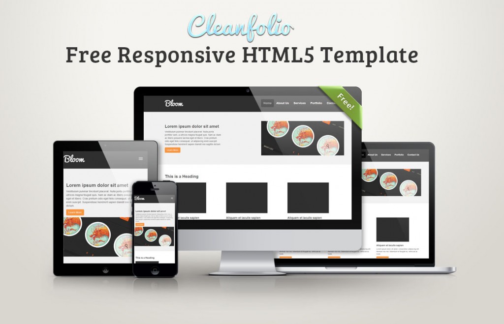 free responsive html5 template2 1024x659 - Cleanfolio: Download grátis de Template Responsivo em HTML5